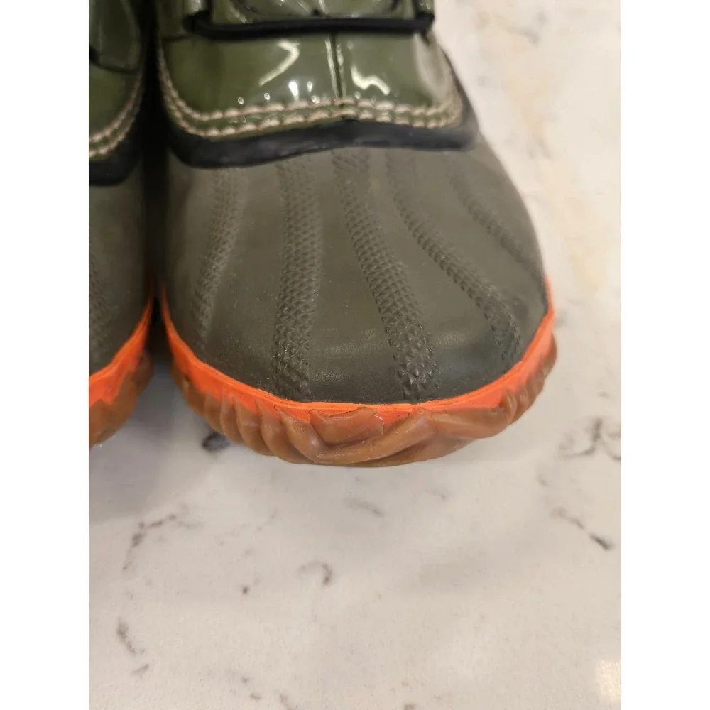 Sorel Out N About Rain Boots Waterproof Olive Green Orange  Womens 7.5